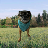 Mini Jane Houndstooth Java Blue Silk Scarf