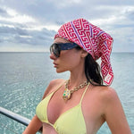 Allegra Jackson wearing our Greek Maze in the South Pacific