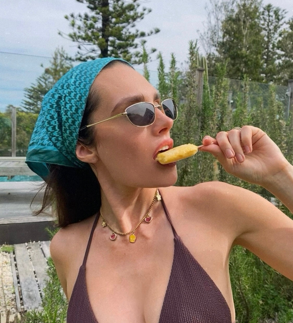 Allegra Jackson wearing the Houndstooth in Java Blue