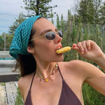 Allegra Jackson wearing the Houndstooth in Java Blue