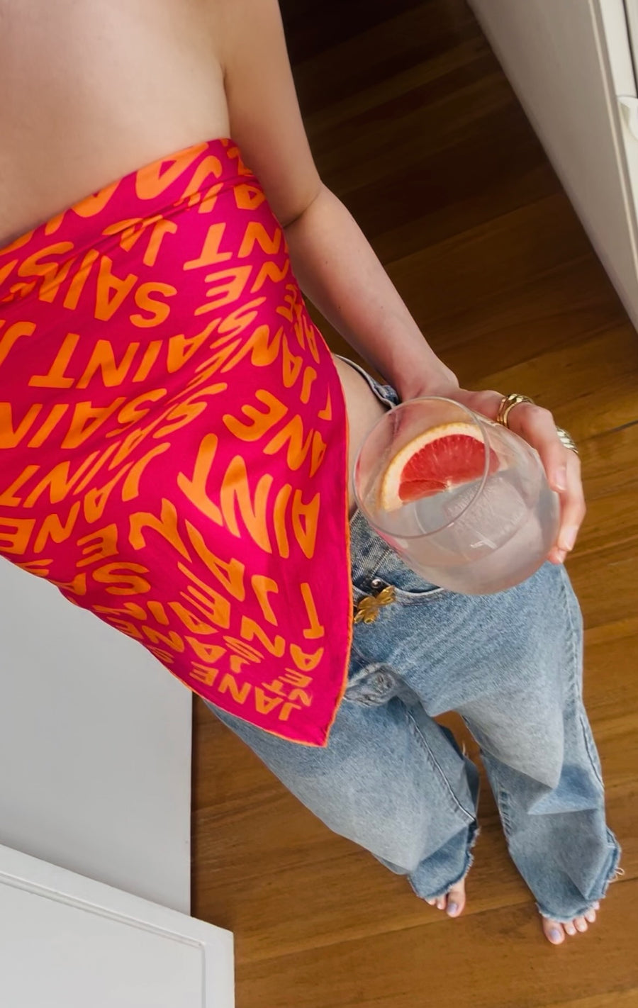 Warp, Raspberry and Mandarin Silk Twill Scarf