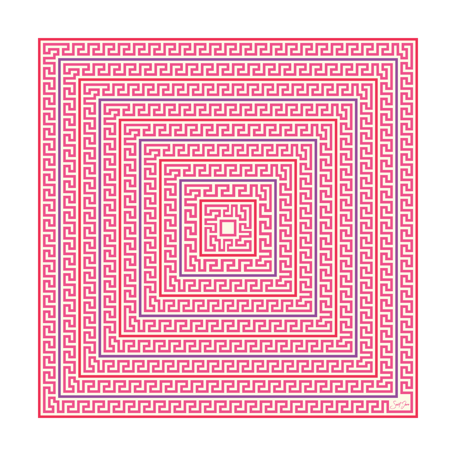 Maze, Berry Swirl Silk Twill Scarf