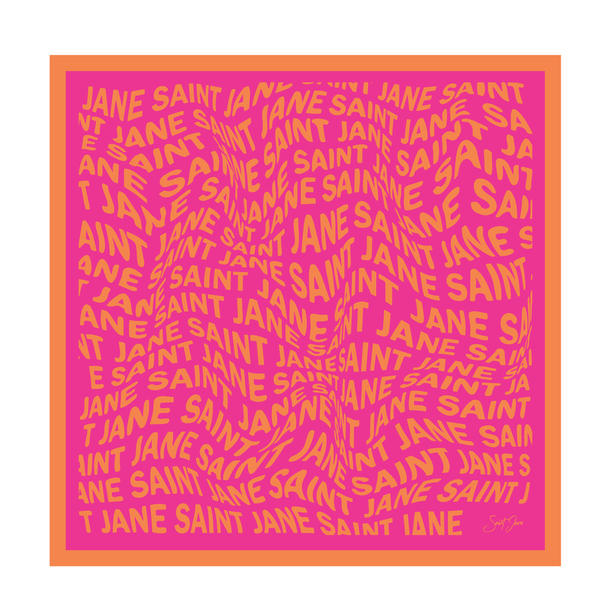 Warp, Raspberry and Mandarin Silk Twill Scarf