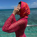 Warp, Raspberry and Mandarin Silk Twill Scarf