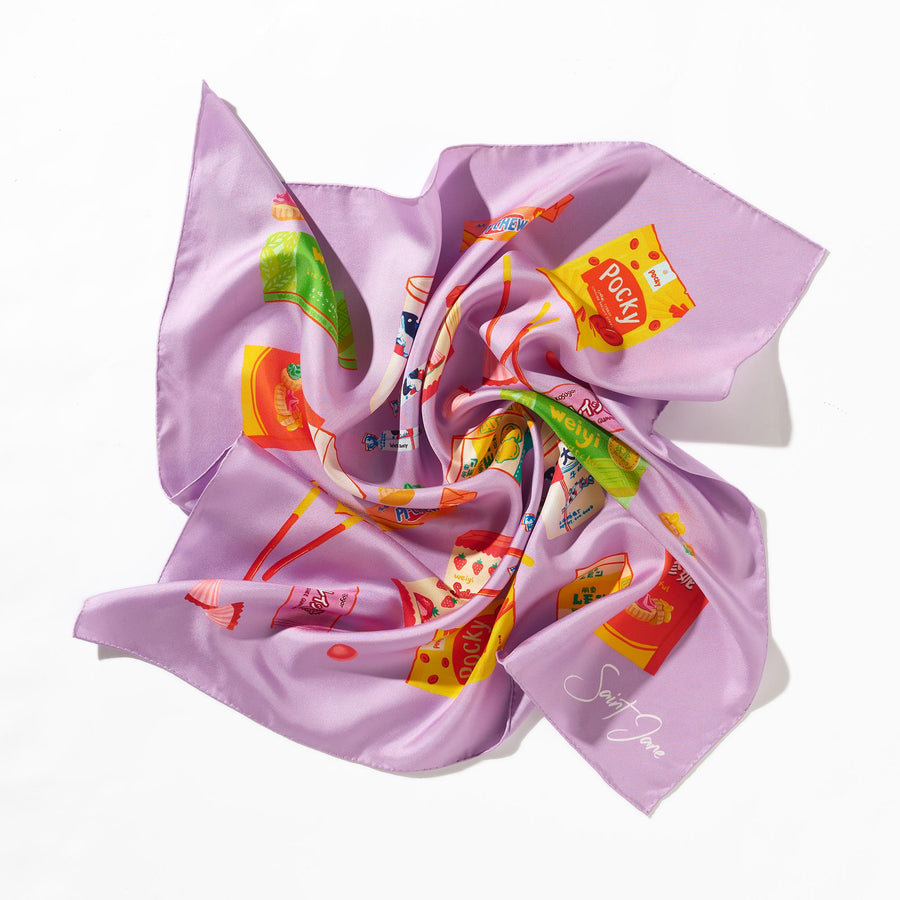 Asian Snacks, Lilac Silk Twill Scarf